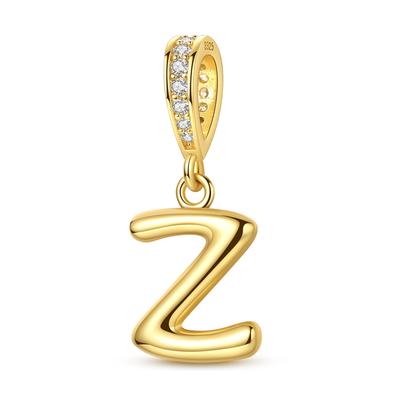 Kupfer Handwerk Goldener Buchstabe Z Perlen Passend für Authentisches Armband Basteln Geschenk für Frau Schmuck DIY Stilvoller Anhänger