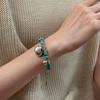 S925 Sterling Silver Lotus Turquoise Yuanbao Lock Bracelet - Niche Design, Versatile, Retro High-End Feel for Women