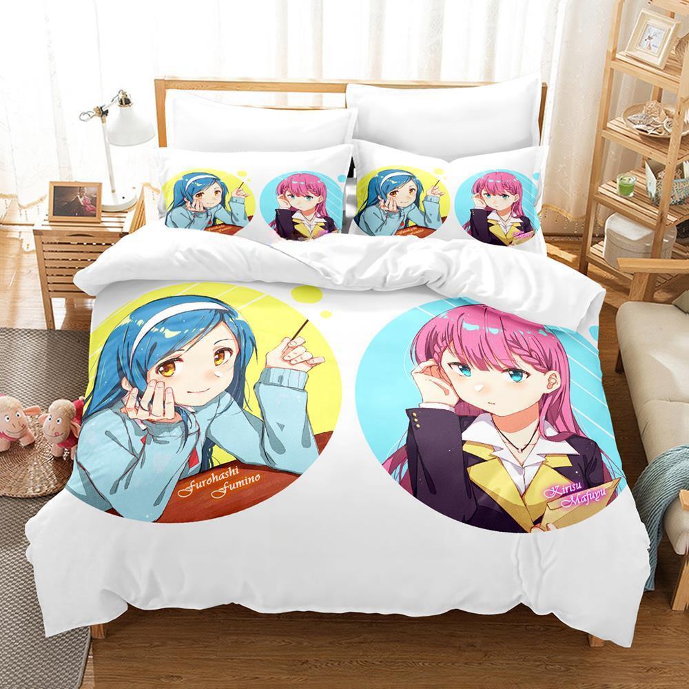

3d Print Anime We Never Learn: Bokuben Bedding Set Single Twin Full Queen King Size Bed Set Adult Kid Bedroom Duvet cover Sets EU Twin 135x200cm