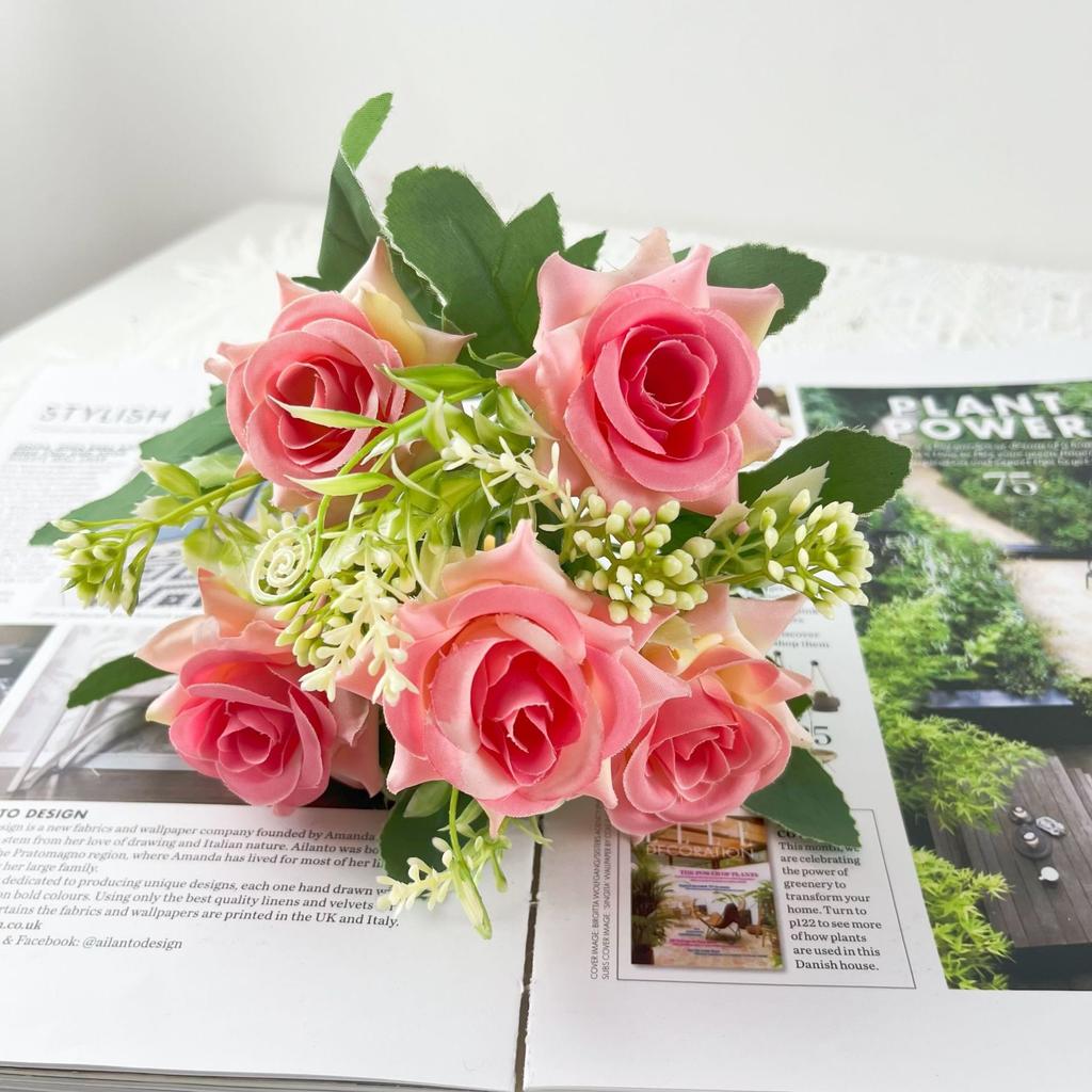 5 Köpfe Frischer und Üppiger Rosen Simulierte Blume Wohnzimmer Esstisch Hochzeits-Requisiten Camping-Dekoration