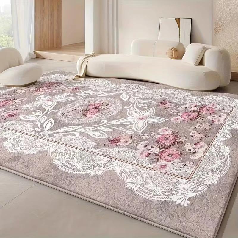 Floral Area Rug - Soft Carpet Non-Slip Washable Home Decoration for Living Room Bedroom Dining Room Office Printed Floor Mat