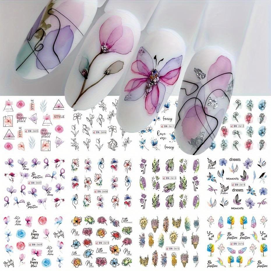 Nail Sticker Flower Water Transfer Nail Decal Wraps Nail Art Tips Manicure Decor
