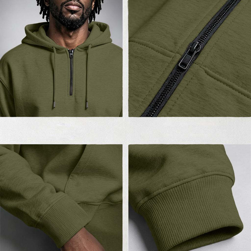 Men's Casual Quarter-Zip Pullover Hoodie with