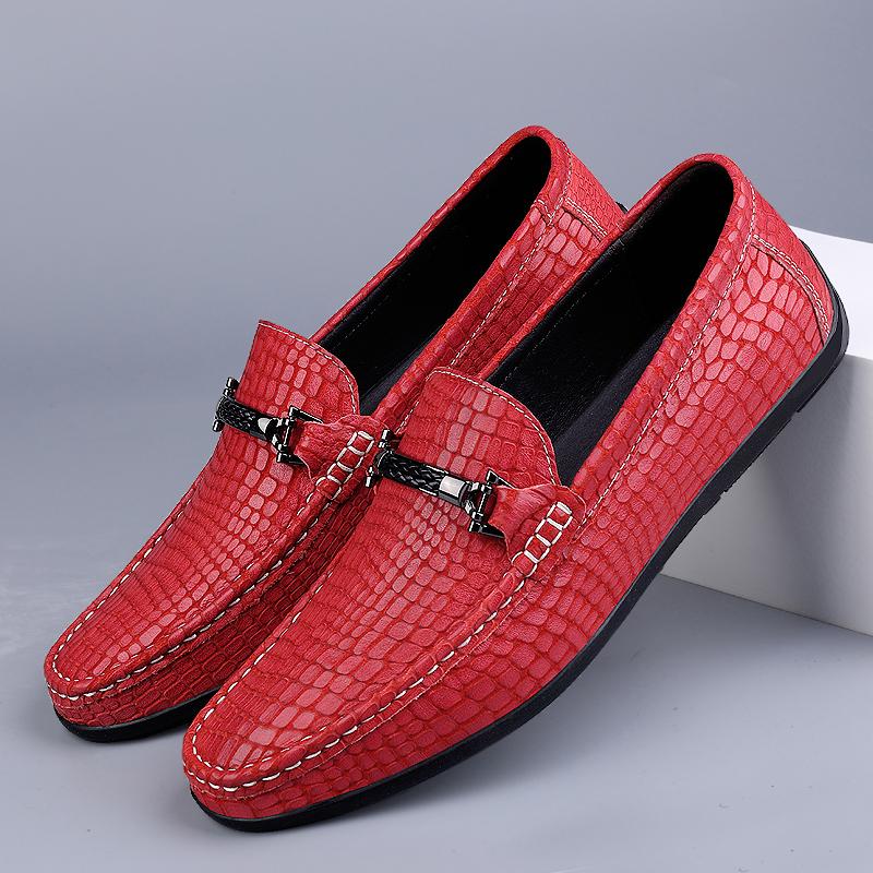 2024 Classic Brand Trend Red Men's Loafers Soft Soled Anti Slip Commuting Work Shoes Office Business Driving Shoes for Men’s