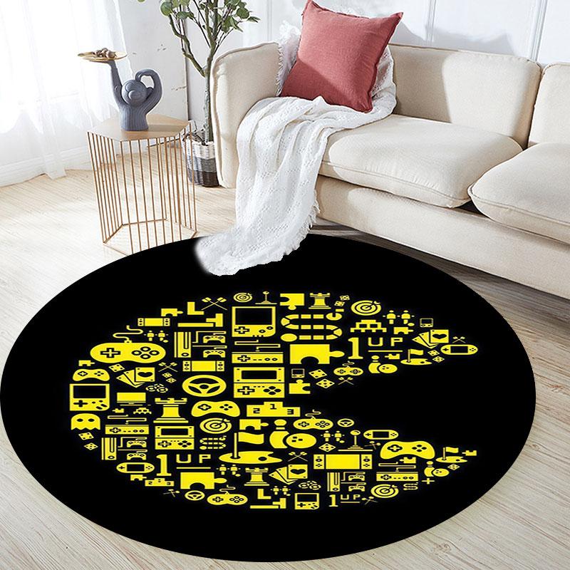 Pac‑Man Pattern Round rug,Carpet Rug for Living Room Bedroom Playroom ,Non-slip Floor Mat,Holiday Gifts and Birthday Gifts.