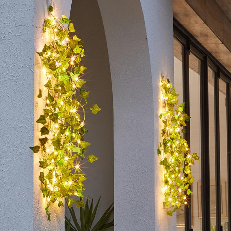 Flower Green Leaf String Lights Artificial Vine Fairy Lights Battery Powered Garland Light For Weeding Home Decor