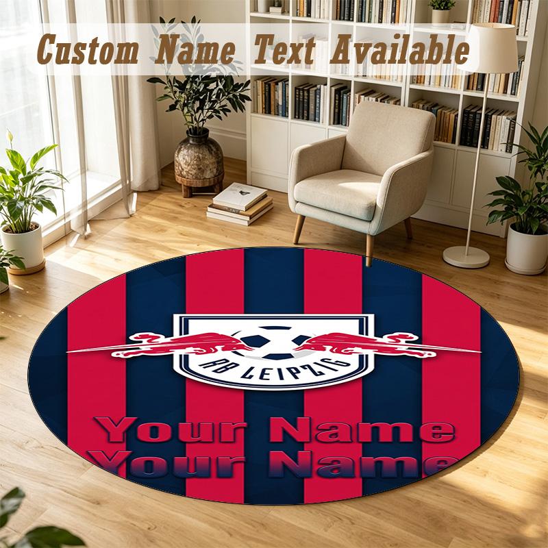 Round Rug Custom NameRB Leipzig FC Pattern Non Slip Carpet Home Floor Decor