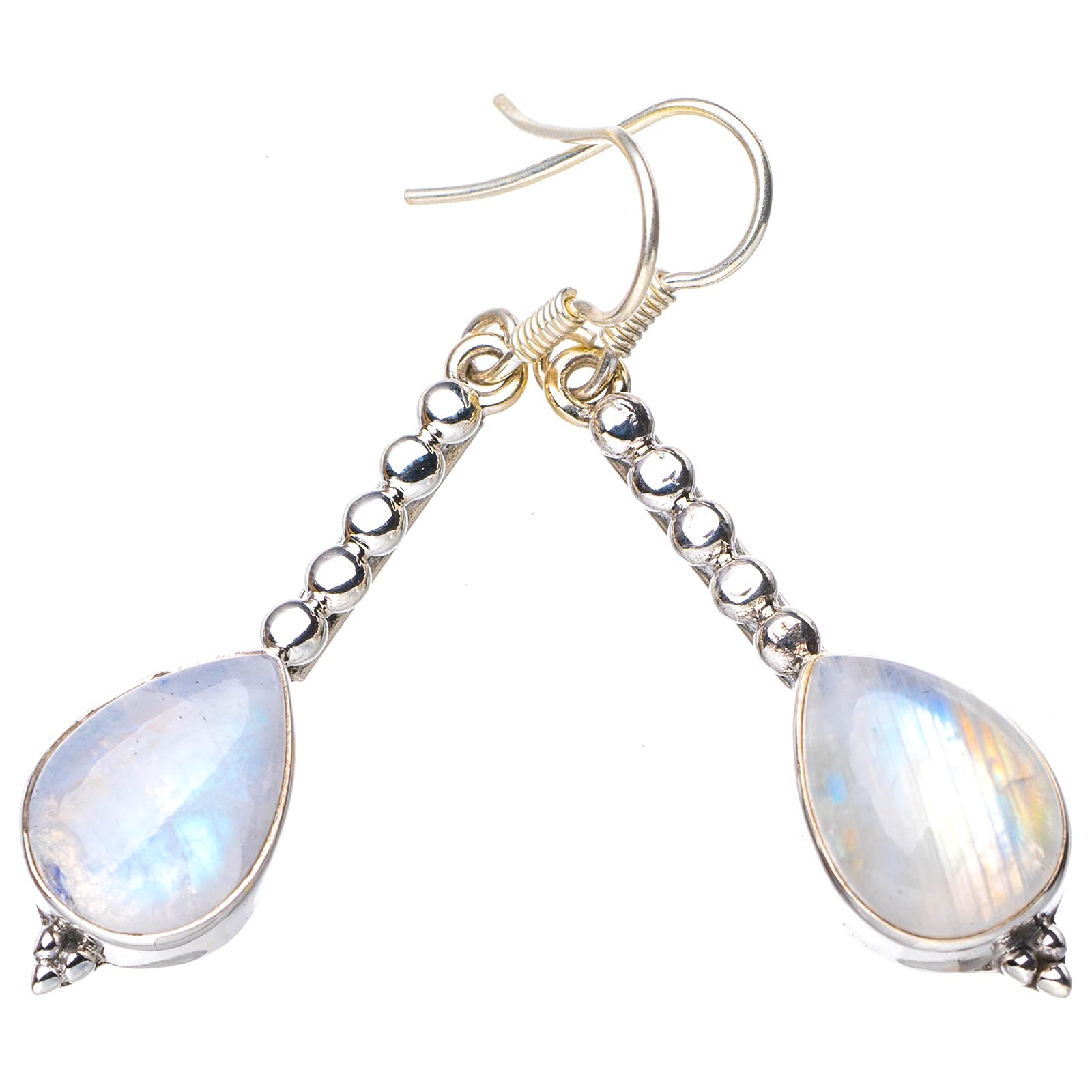 

StarGems® Natural Rainbow Moonstone Handmade 925 Sterling Silver Earrings 2 E5490