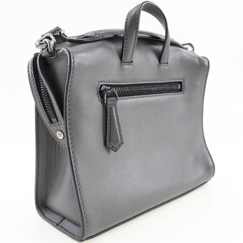 Fendi Mini Messenger Handbag 7M0238O7B 2WAYShoulder Gray Leather Women Used