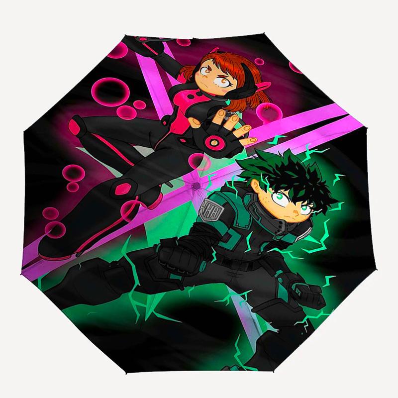 1pc My Hero Academia Dabi & Midoriya Izuku Outdoor Umbrella - Automatic Opening/Closing, Portable 3-Fold Design with 8-Rib Iron Frame - Perfect Gift f