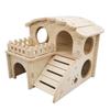 Hamster Wooden House Two Layers Cage for Play Hut Habitat Small Pets Hideout Toy for Dwarf Chinchilla Rat Hamster Hedgeh