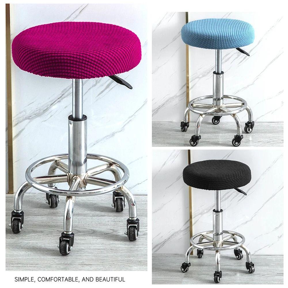 Solid Color Round Chair Cover Thickened Stool Cushion Cover Soft Bar Stool Cover