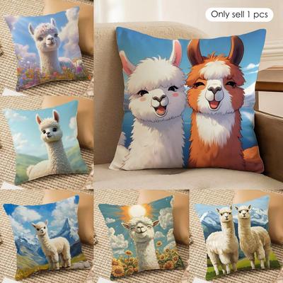 Classic Alpaca Cushion Cover Soft Plush Fabric DoubleSided Printed Cushion Covers for All Seasons Home Decor