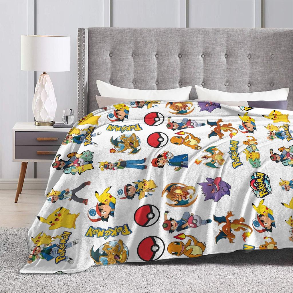 Pokemoned Anime Cartoon Flannel Blanket  Awesome Throw Blankets for  Sofa Bedding Lounge 150*125cm Bedspread,