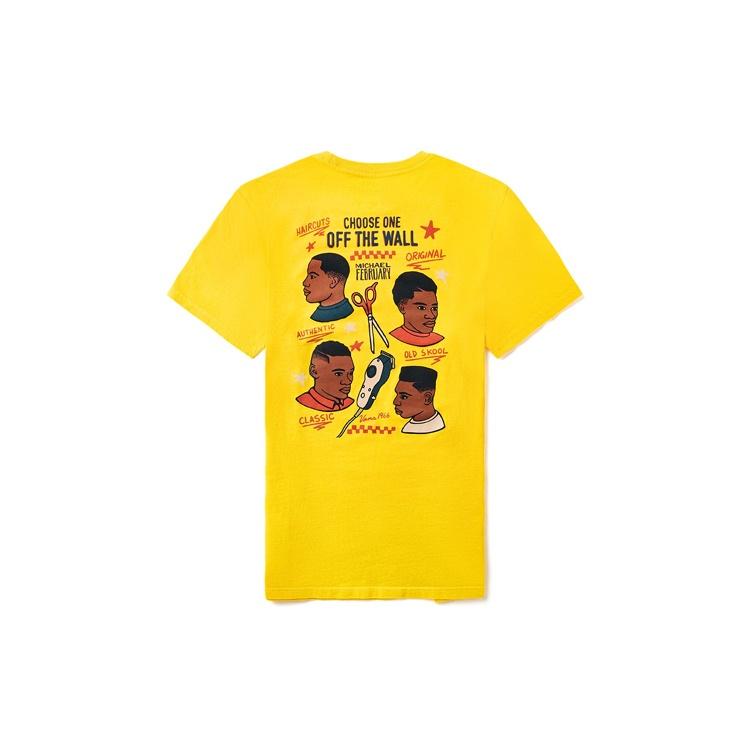 Vans Michael Pevory Retro Printing Short Sleeve Couple Style Yellow Men s VN0A4RP785W S