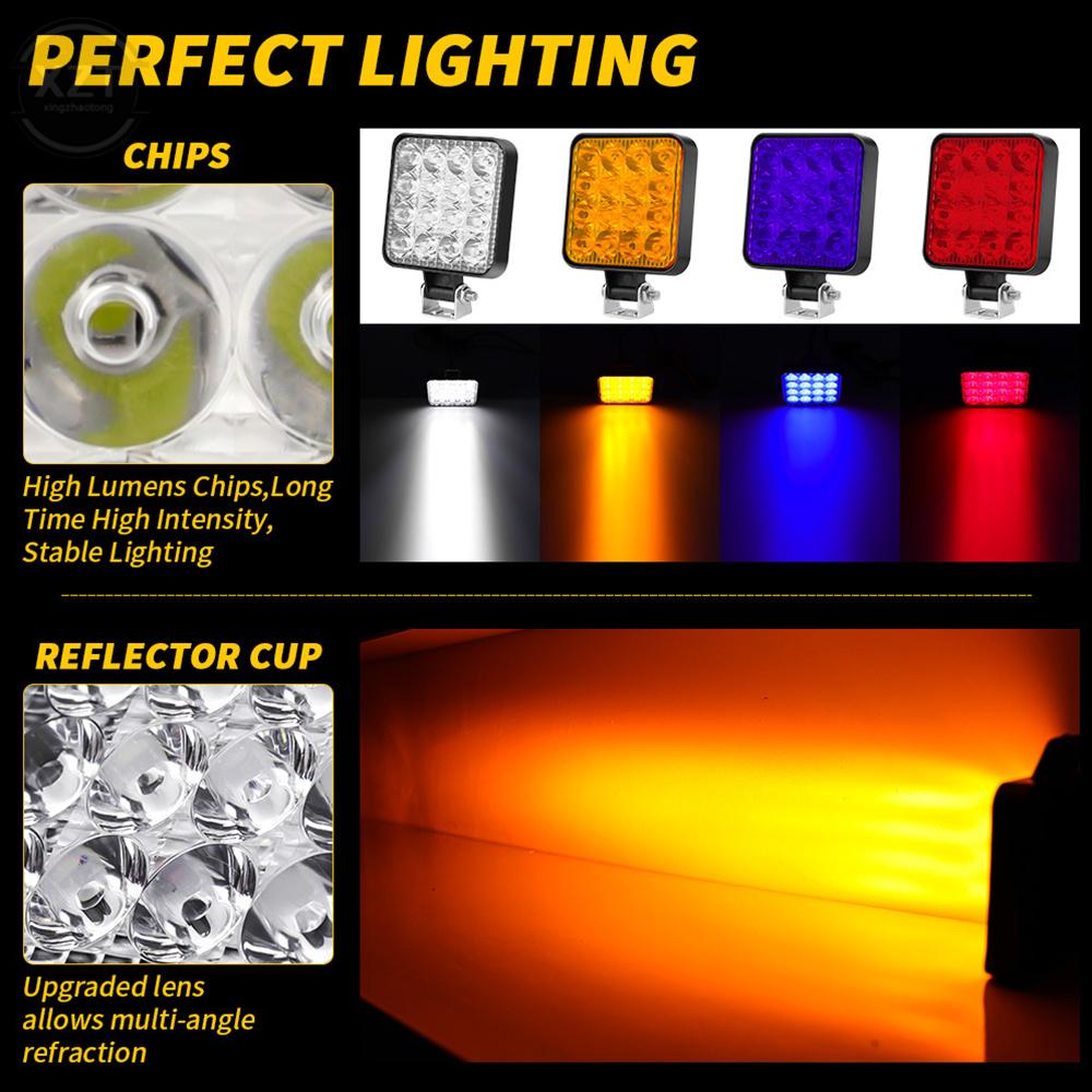 12V Vodotěsné LED pracovní světlo Bar Čtvercový bodový světlomet 48W Pracovní světlo Přední světlomet pro SUV Truck Off Road Světlo pro noční jízdu