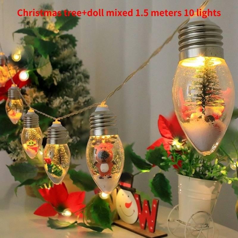 Christmas Tree Led Snow Globe Bulb String Lights For Indoor Outdoor White Warm