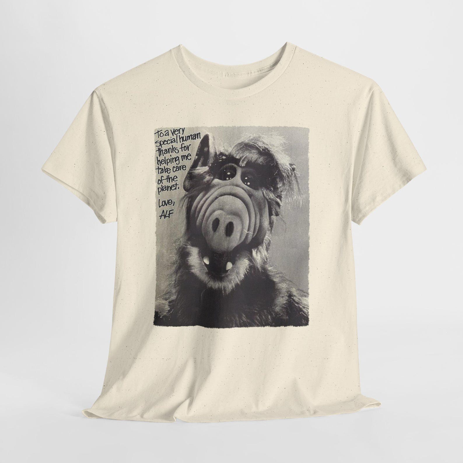 Alf TV Series poster Unisex Heavy Cotton Tee - Retro 80s Graphic T-Shirt, Classic Alien TV Show Shirt, Funny 1980s Pop Culture Tee, Novelty S