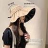 Foldable Summer Sun Cap Empty Top Sunscreen Bucket Hat Fashion Large Visor Sun Hat  Women