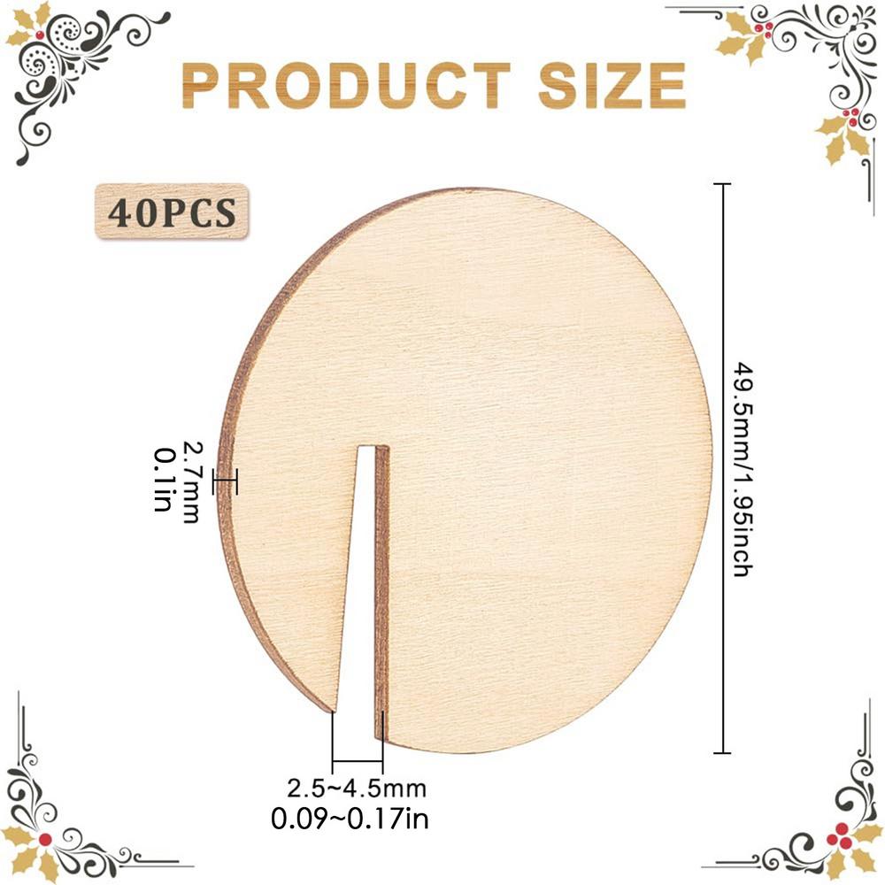 

40 шт. Деревянные круглые бирки для напитков Деревянная свадебная карточка для рассадки Пустые деревянные бирки для напитков Плоские круглые деревянные бирки для бокалов