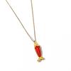 Waterproof Red Enamel Fish Pendant Necklace in Stainless and Titanium Steel with 18K Gold Plating