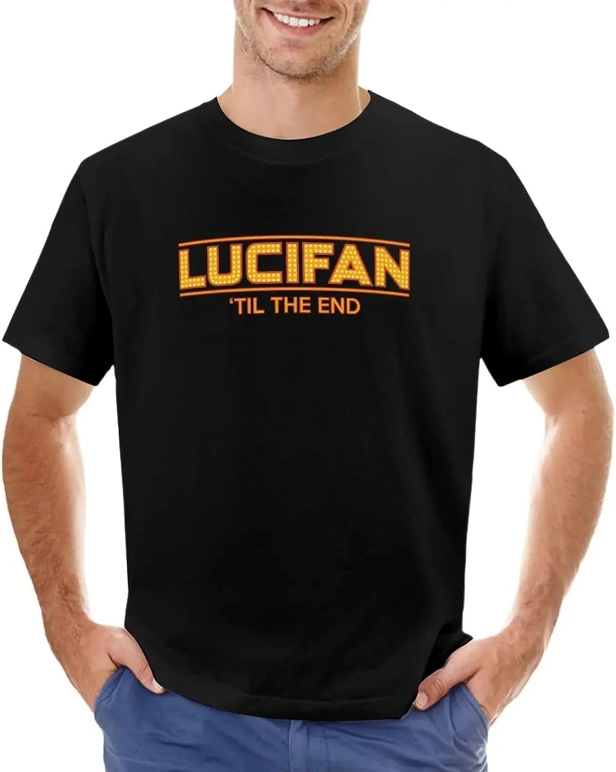 Lucifan Til The End T Shirt Short Sleeve tee Vintage Clothes Mens t Shirts XL чёрный