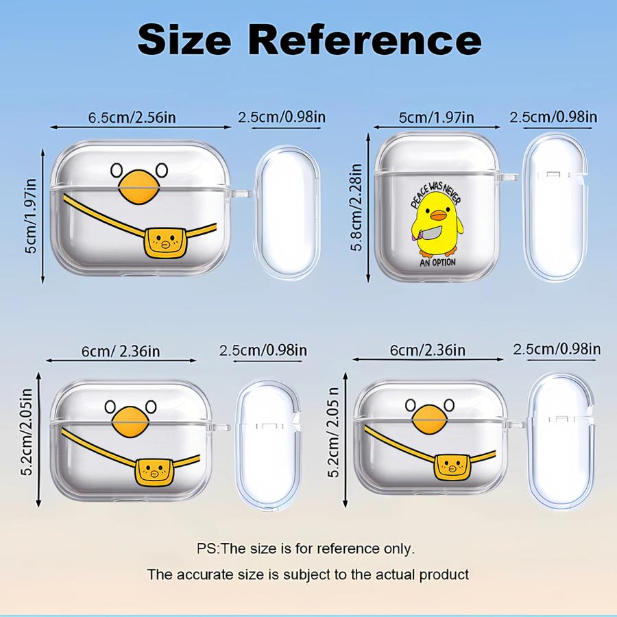 Cute Duck Clear Earphone Cases Cover Case For Airpods 1 Pro2 Pro3 4 Pro 3 2