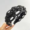 Headwear PU Leather Weave Hairband Wide Side Weave Style Hair Hoop Creative Braid Headband  Women