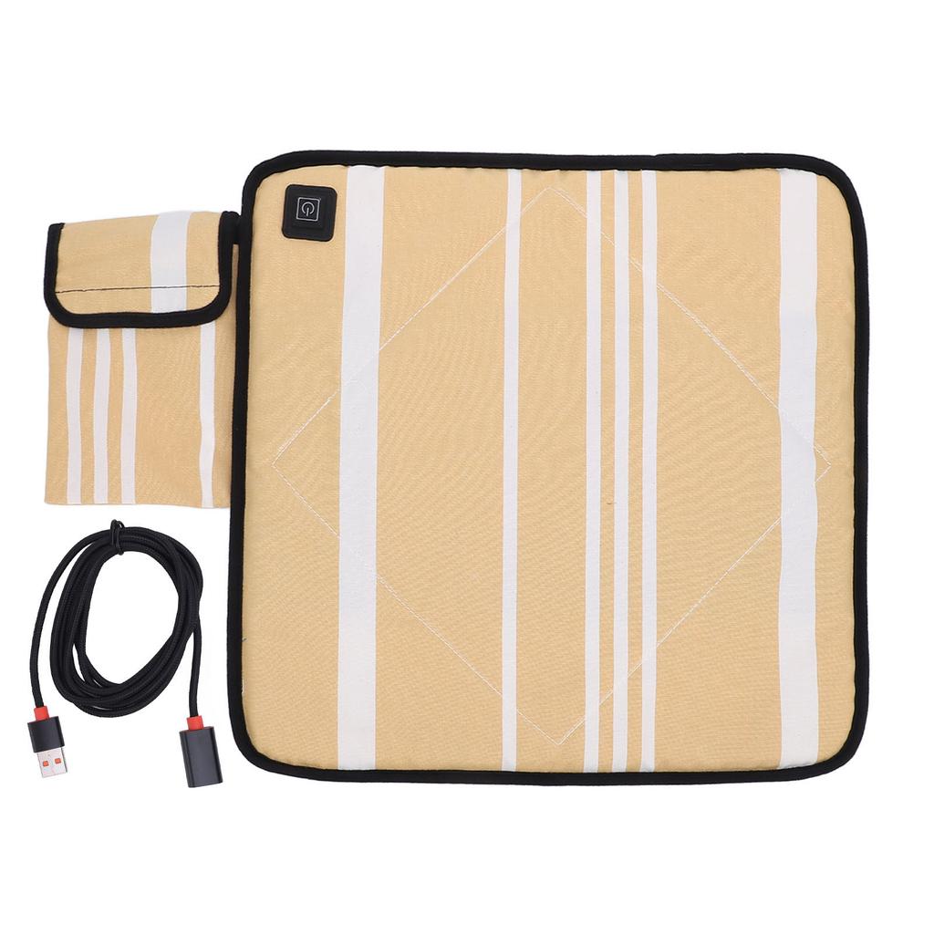 Portable Heated Seat Cushion Canvas USB Adjustable Heating Stadium Seat Pad for Outdoor Camping