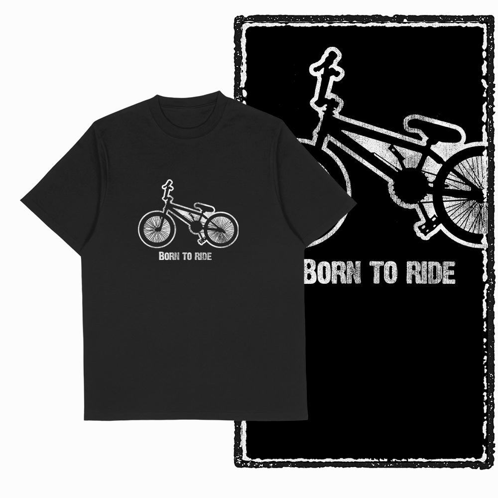 Summer Cotton T-shirt Motorcycle, Bicycle and Other Elements Personalized Printing Suitable for Both Men and Women