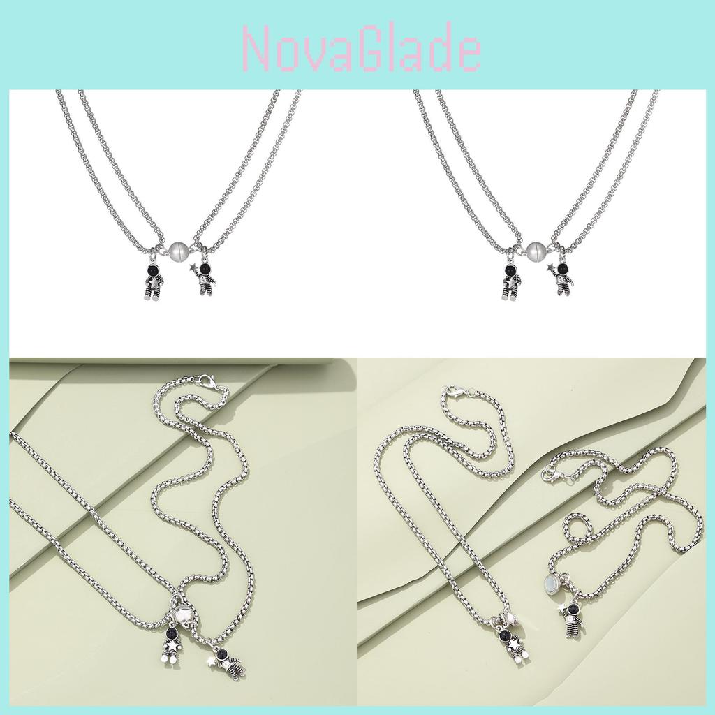 Unique And Stylish Couples Astronaut Necklace Set For Trendy Fashion Lovers