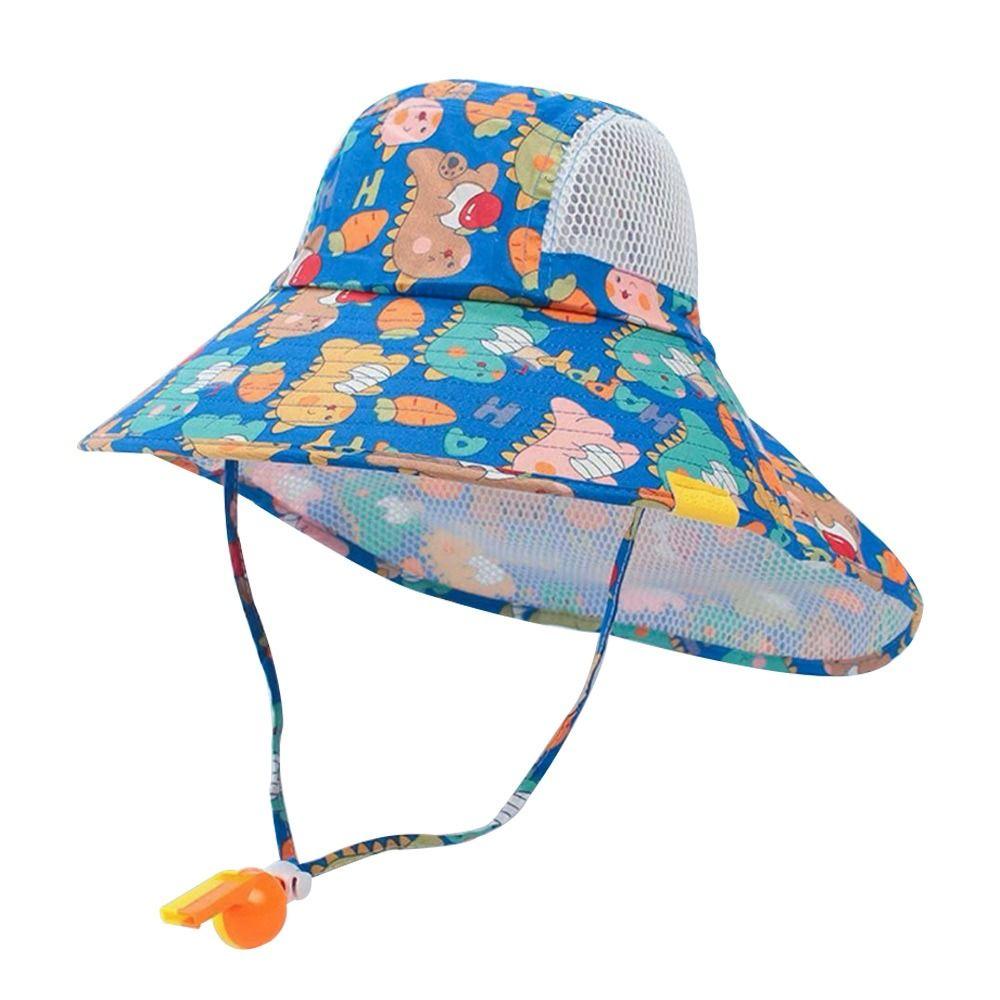 With Neck Flap Strap Kids Bucket Hat Wide Brim Beach Cap Outdoor Sun Cap  Toddler
