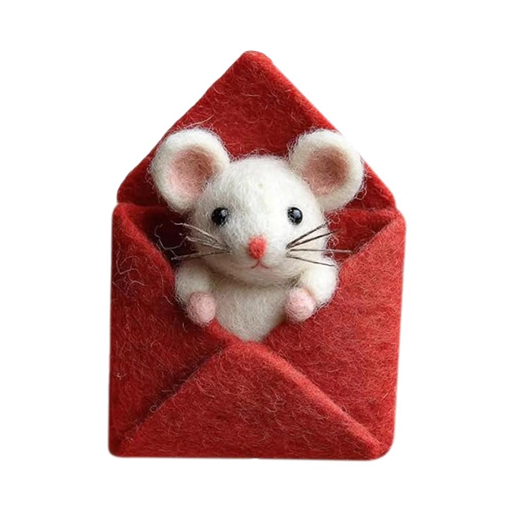 Schattige muisjes van vilt voor Valentijnsdag, kerstversiering van wolvilt, handgemaakt doe-het-zelf knutselpakket, cadeau voor op je bureau.