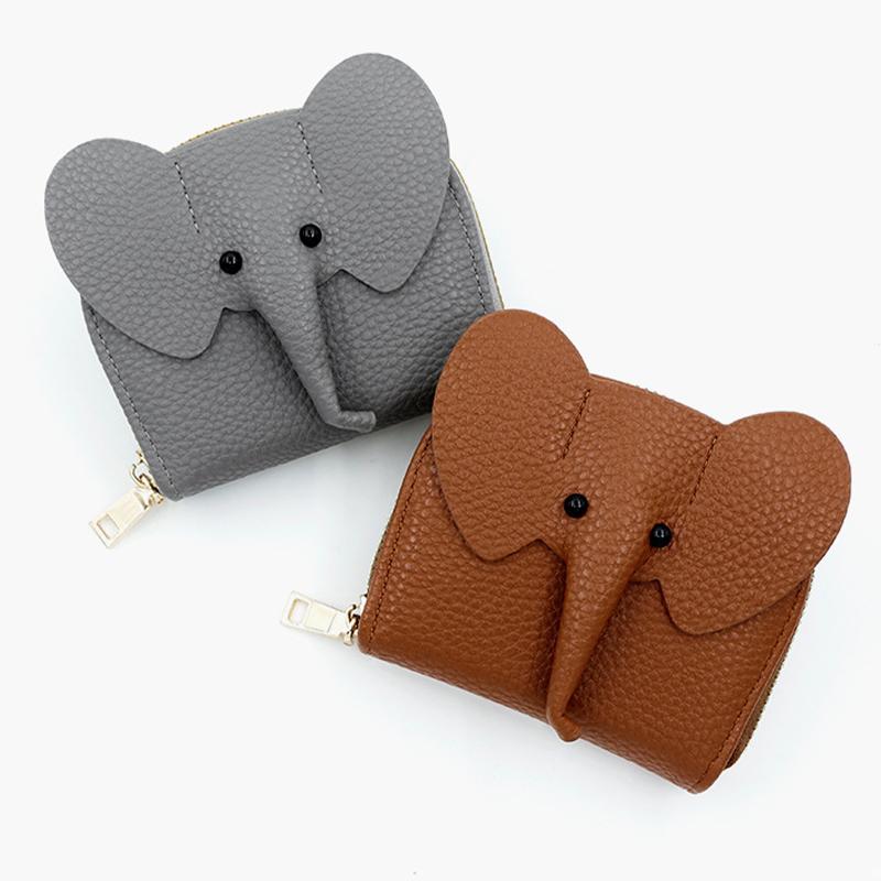 Pu Leather Baby Elephant Coin Purse Women'S Bag Pendant Creative Card Holder Storage Lipstick Envelope Zipper Money Bag