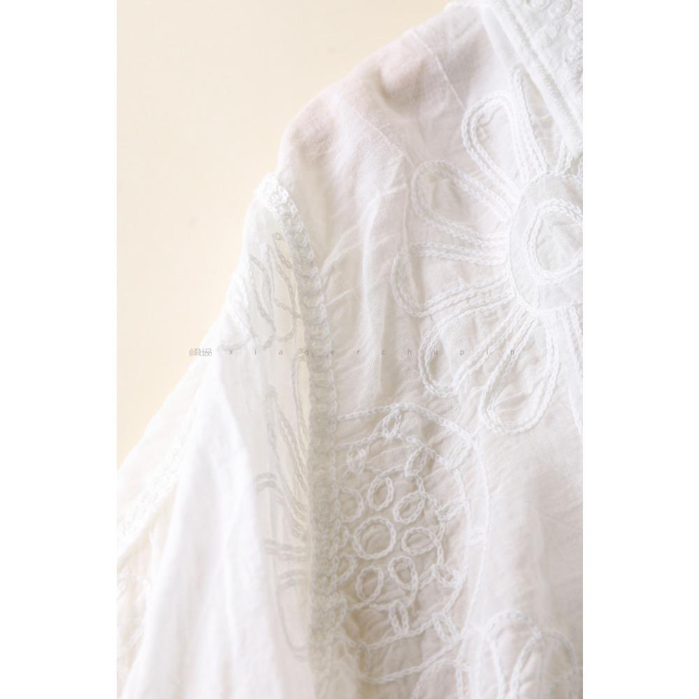 DIMANAF 2025 Women Spring Long Shirt Lace Blouse Loose Buttons Fashion Tops Tees White Tees New Blouse