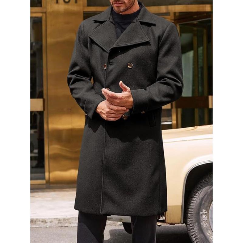 

Шерстяное пальто мужское двубортное утолщенное шерстяное тренч-пальто wish шерстяное пальто with rib чёрный