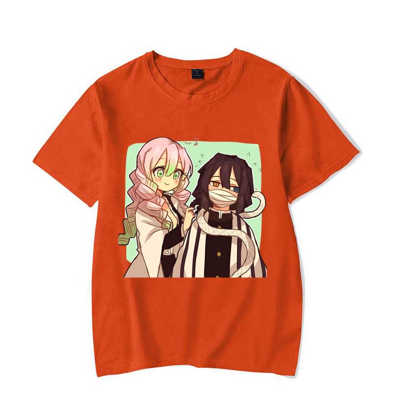 New Anime Kanroji Mitsuri Iguro Obanai Print T-shirts Women Men Summer Cool Short Sleeve Couple Y2K Casual T-shirts