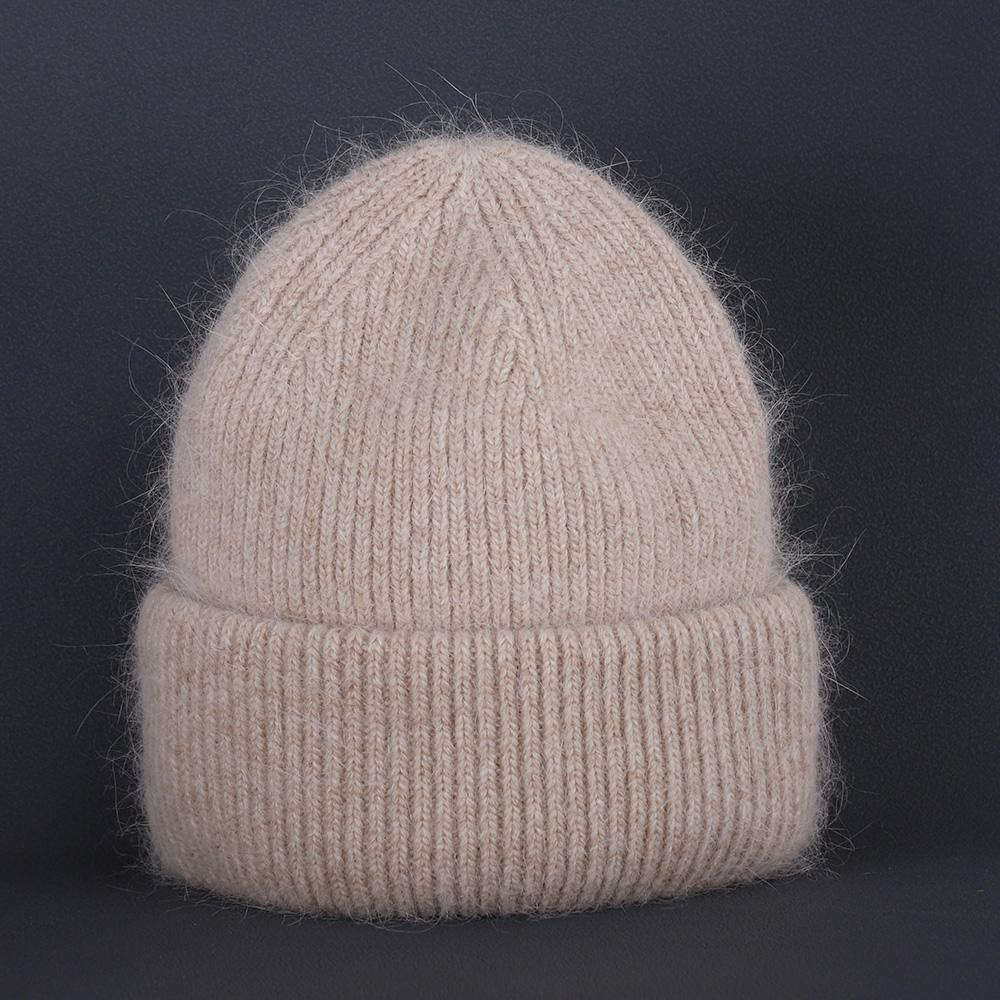 2023 new  Hot Selling Winter Hat Real Rabbit Fur Winter Hats For Women Fashion Warm Beanie Hats Solid Adult Cover Head Cap