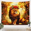 Fire & Ice Phoenix Tapestry, Red Blue Mythical Birds on Black Starry Background, Wall Hanging for Fantasy Aesthetic Decor