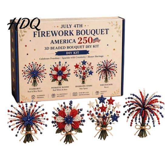Beginner Beading Set 3D Bouquet Kit America 250th Anniversary Beaded DIY Flower A
