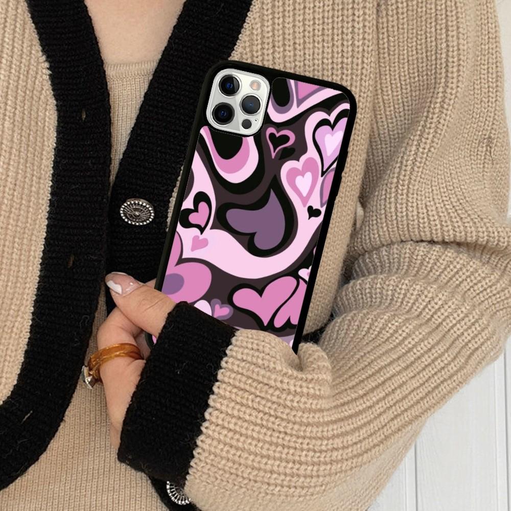 Heart Circle Phone Case Silicone PC+TPU For For iPhone 11 12 13 14 15 16 Plus Pro Max Cover