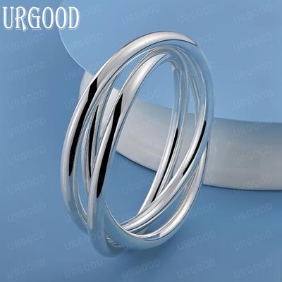 Модні весільні ювелірні вироби з трирядного гладкого срібла 925 проби