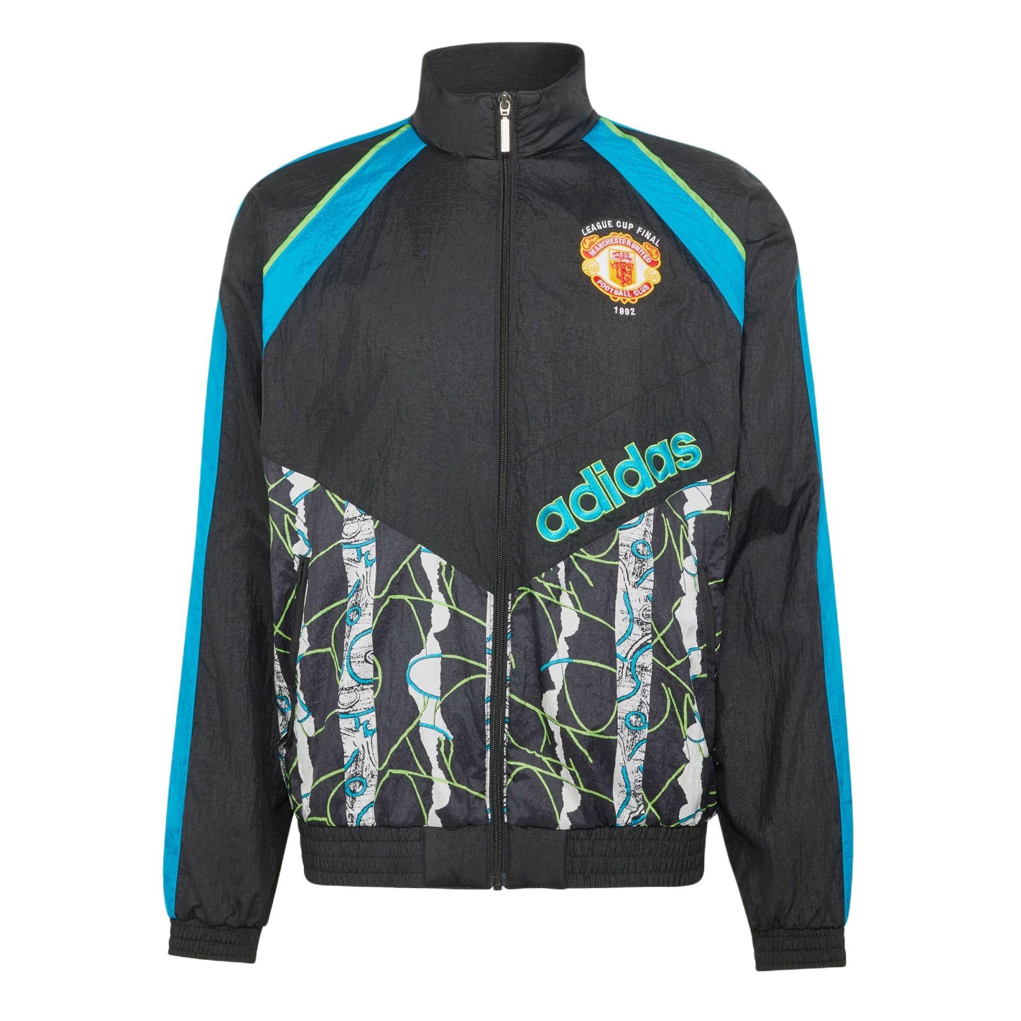 adidas Manchester United Woven Jacket 90 Asia Sizing  Black Blue  Men s KD5815 M