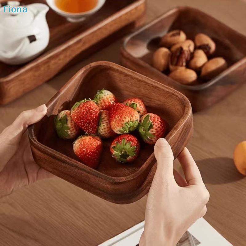 Acacia Wood Square Bowls Set, Small Wooden Serving Trays for Snacks, Nuts, Sushi, Condiments, and Home Decor