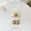 2PCS/Set Cartoon Baby Hat Socks Winter Knitted Newborn Short Socks New Pullover Hats  Boy Girl