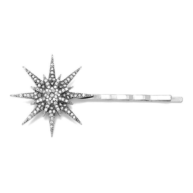 New Ancient Silver Color Star Rhinestone Hairpin Vintage Women Hair Clip Moon Star Hair Pins Accessories Wedding Hair Jewelry