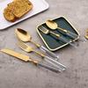 4Piece Gold Stainless Steel Flatware Set with Clear Acrylic Handle Matte Eating Utensils Dishwasher Safe