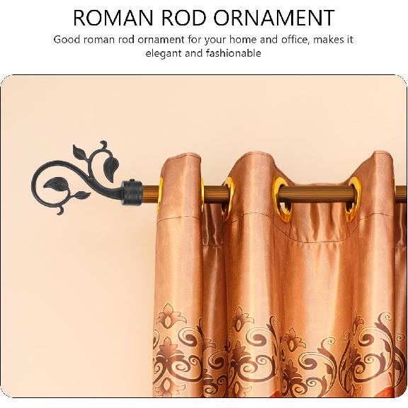 2pcs Black Curtain Rod Ends Decorative Curtain Pole Finials Standard Rods Vintage Boho Style Finials for Living Room Bedroom Home DeCor