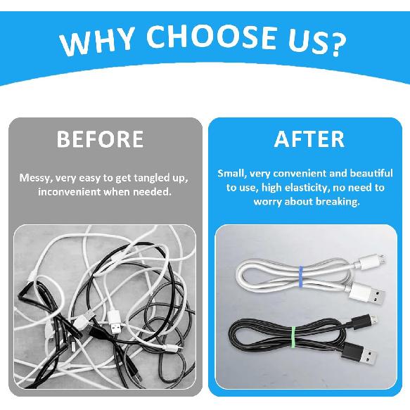 240 Pcs 0.5 Inch Small Silicone Rubber Bands Reble Elastic Cable Ties Rubber Rings for Wire Cord Cable Wrapping Bundle Home Office School