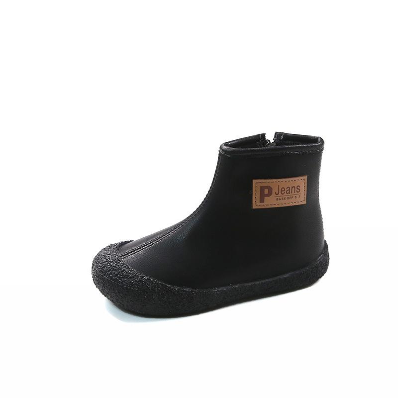 

Ботинки для малышей Martin, кожаные ботинки Anti Kick, обувь для девочек, короткие ботинки, ботинки с мягкой подошвой для мальчиков 34 чёрный